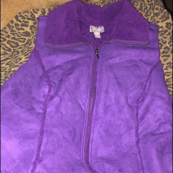 Chico’s size 12 purple faux suede /shearling vest, super cute with  denim - Picture 3 of 16